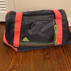 Adidas Grey Duffle Workout bag with pink interior
